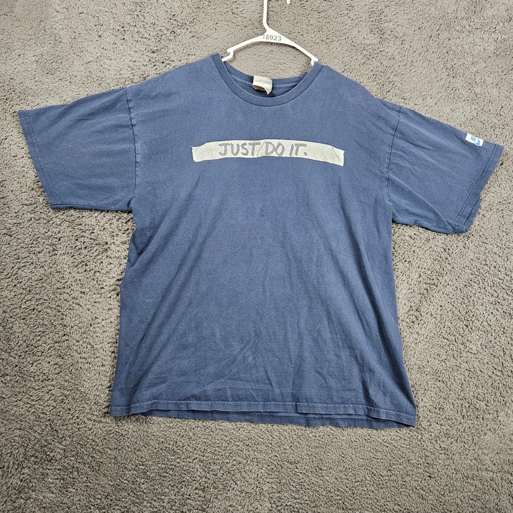 Vintage Nike Just Do‎ It Blue T Shirt Mens XL Cotton Graphic Tee Shirt